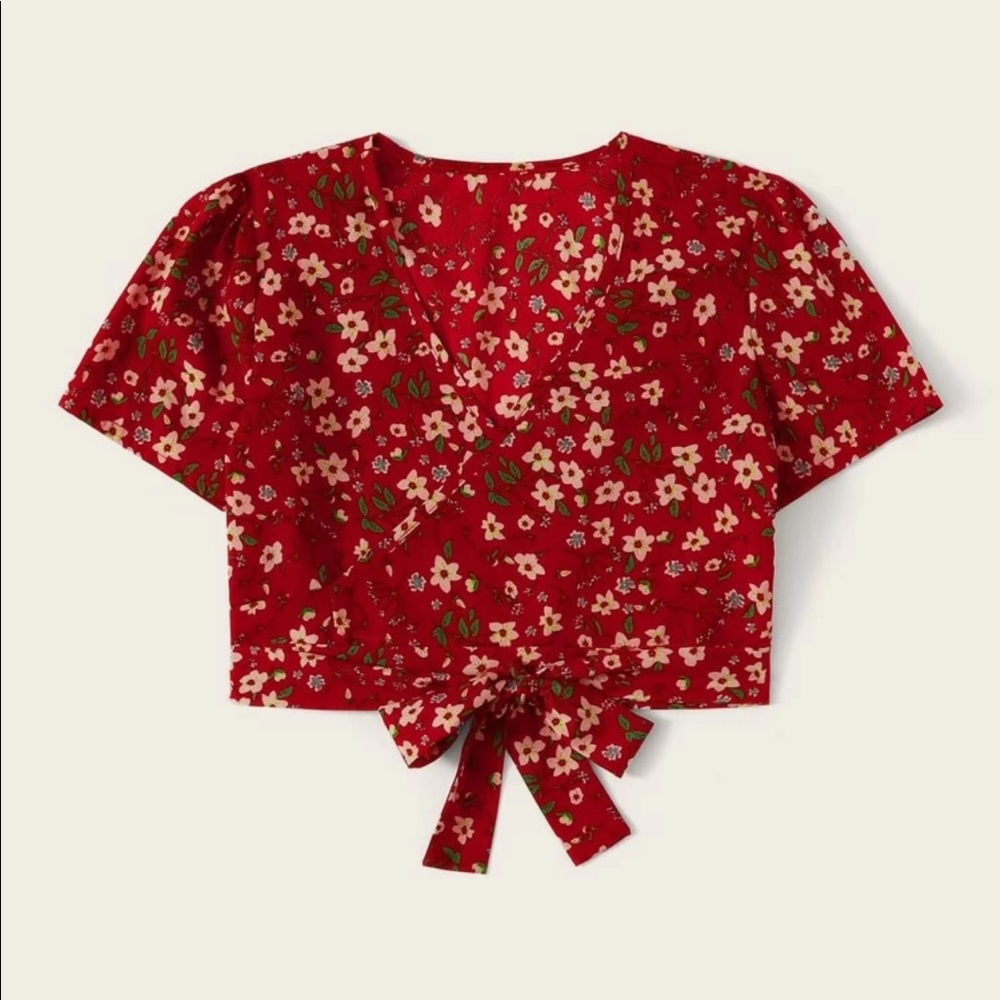 ROMWE Self tie floral crop top
